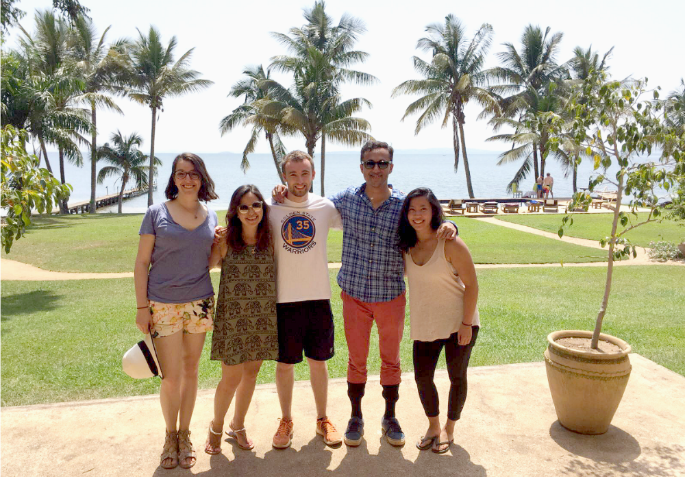 Uganda interns near the beach