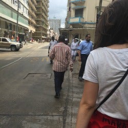 Photo of Paula Mian in downtown Dar Es Salaam