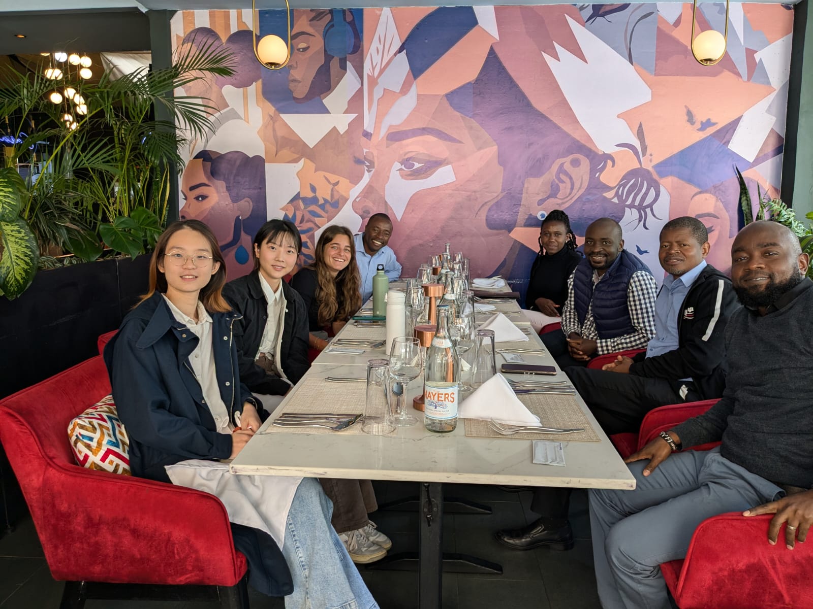 Group of people at restaurant table