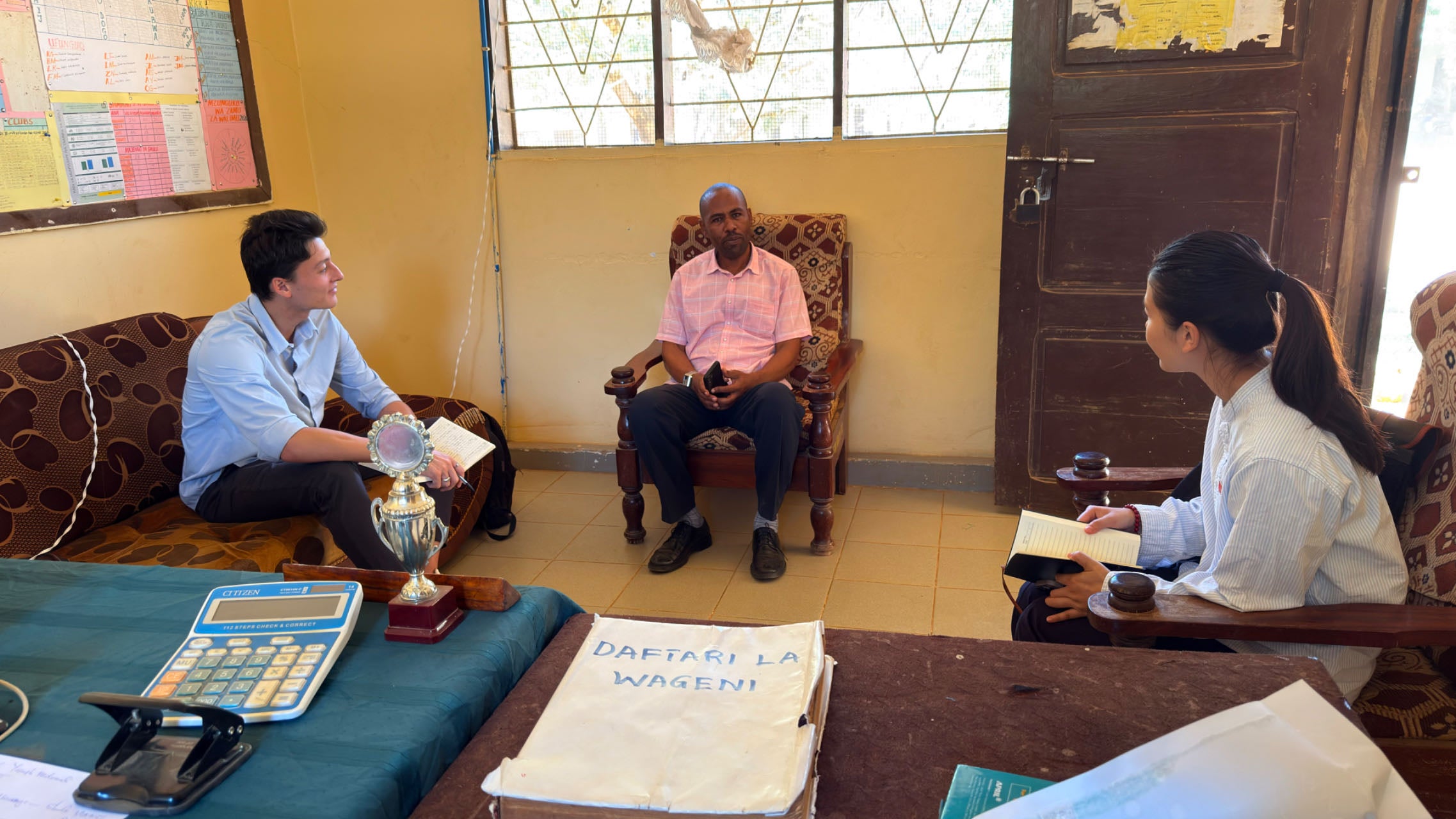 Xin Xia interviews school teacher.