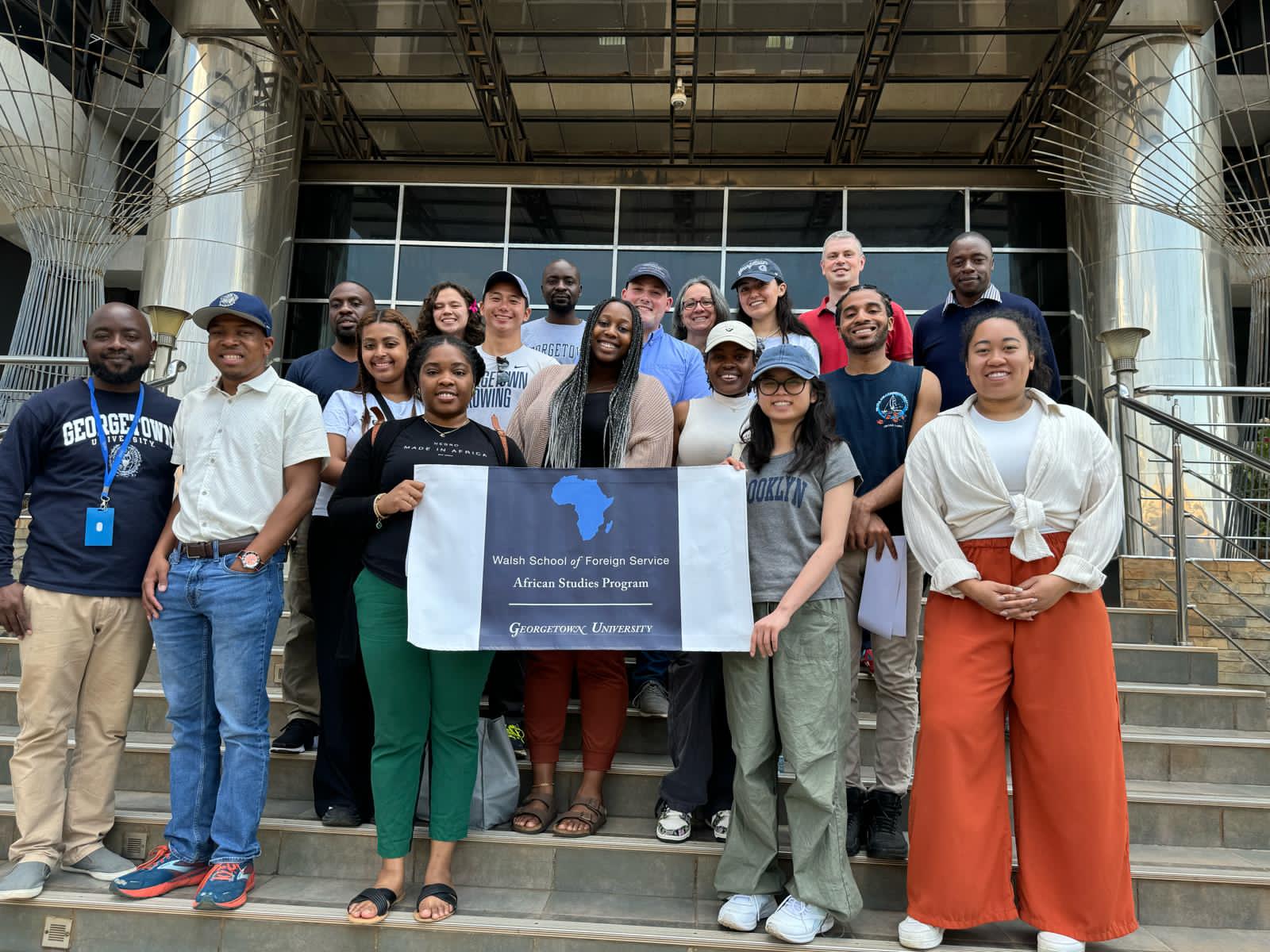 SFS african studies students out front of gui2de east africa office